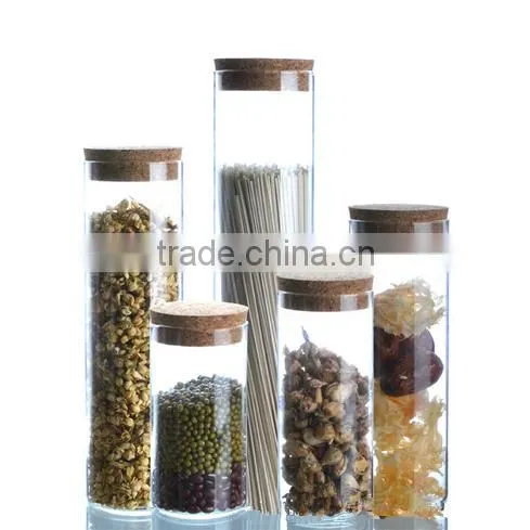 Home decor glass jar bean glass honey storage jars with wooden lids