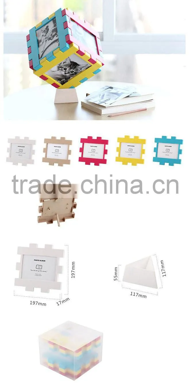 puzzle photo frame family / wedding / sexy photo frame green abs plastic photo frame, cheap 3D plastic photo frame for family