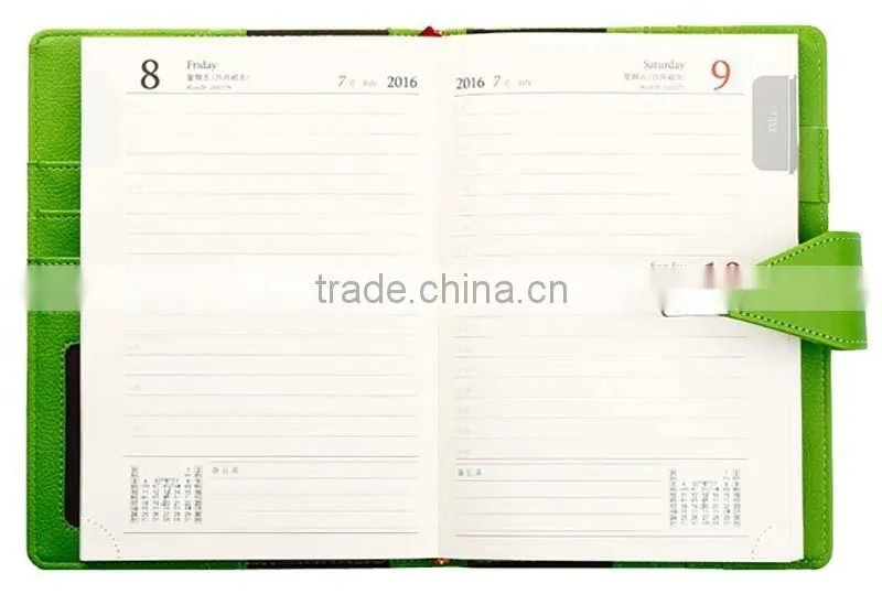 Top grade unique design leather 2 year planner 2016/2017 with card slots