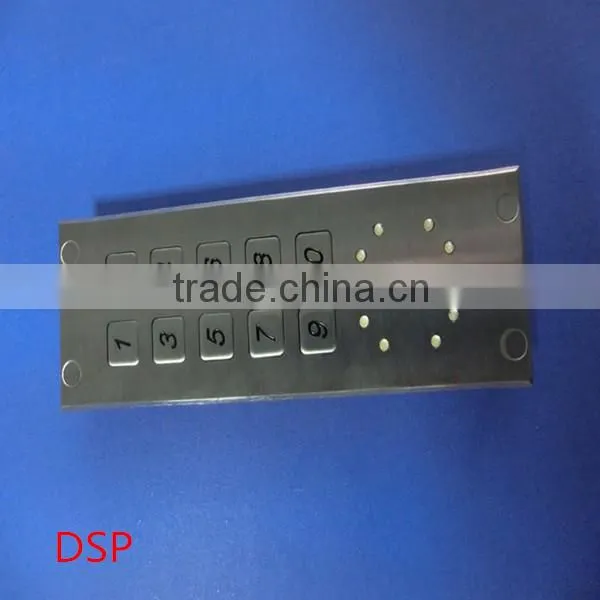 customize 10 keys stainless steel metal keypad with light