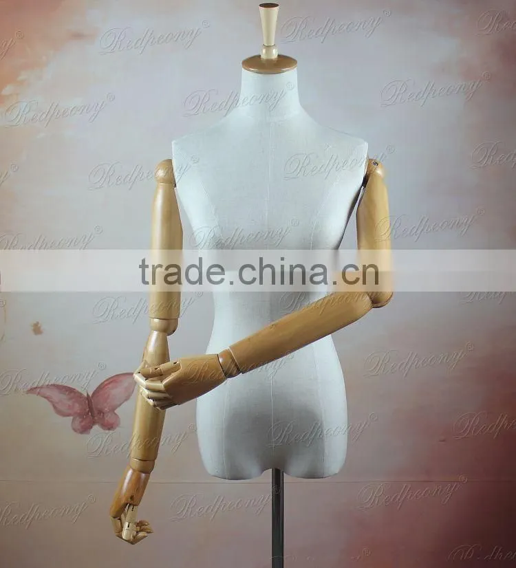 dummy torso female mannequin with wood arms