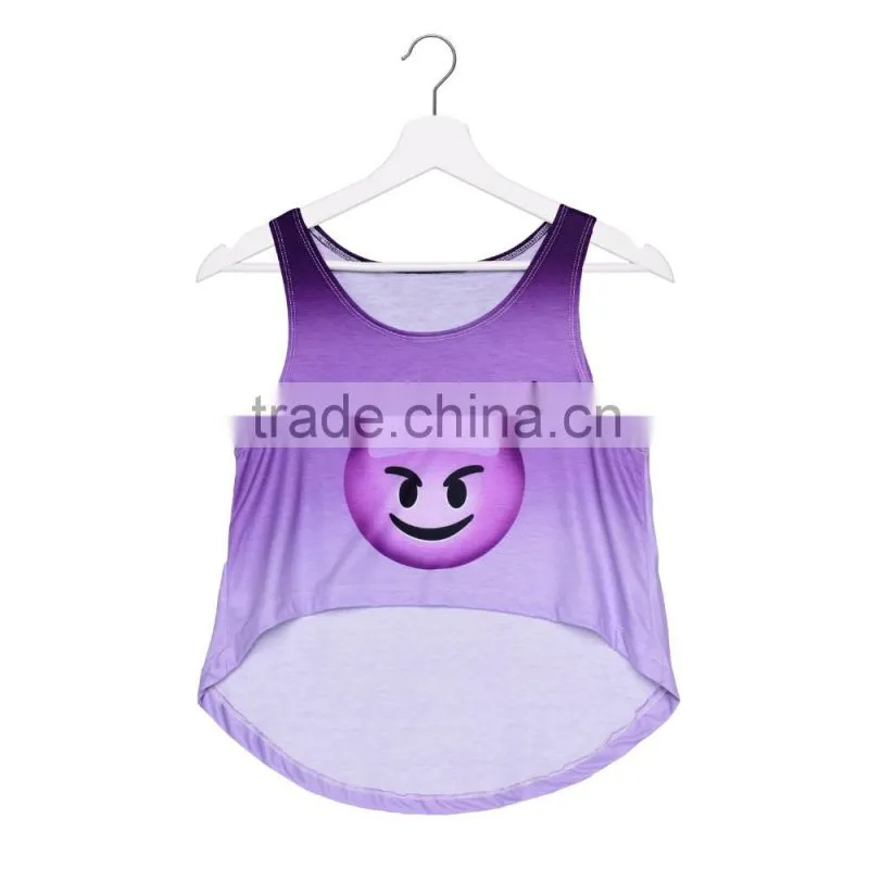 2016 New Fashion Women Clothing Digital Print Custom Womens Crop Top Wholesale