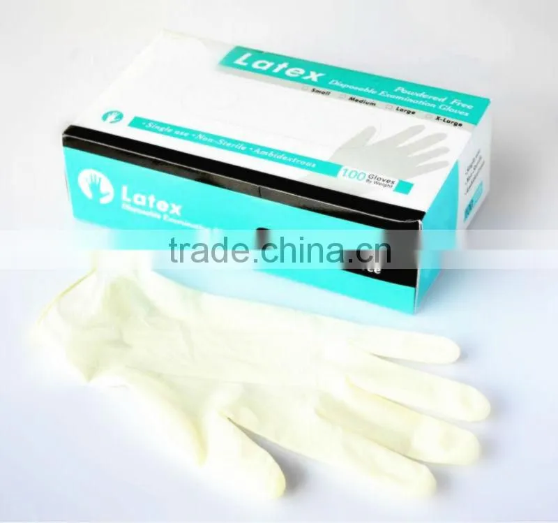 Ambidextrous and Straight Fingers Power or Power Free Nature Latex Examination Glove