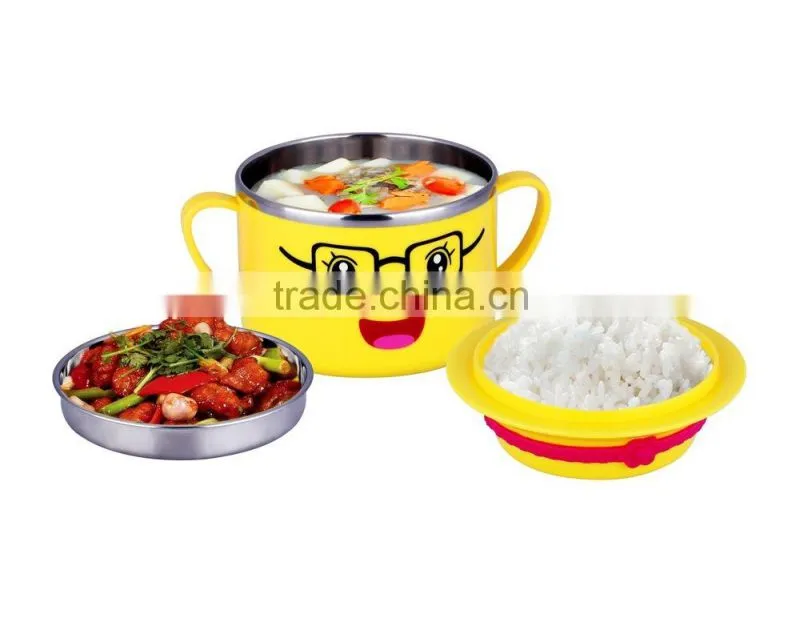 2015 latest product of china wholesale stainless steel kids rice dinnerware set