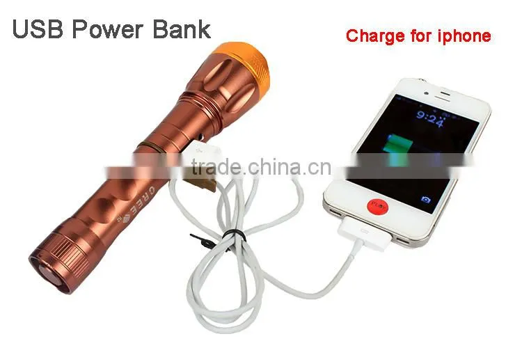 Goread C61 R2 aluminum direct charge LED flashlight USB power bank for iphone