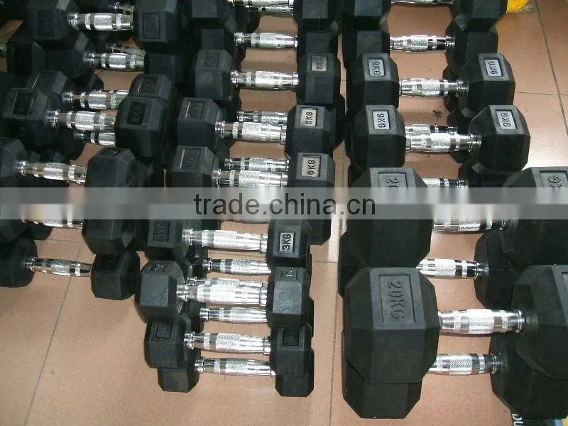 high quality fixed rubber dumbbell