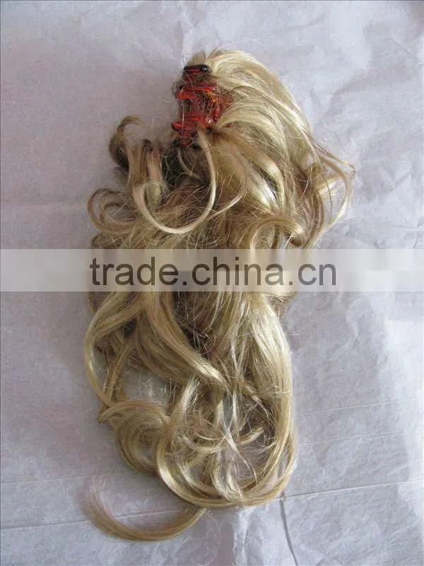 cheap body wave plastic clip in hair extension