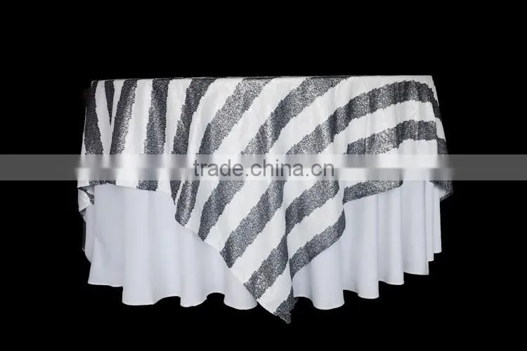 100%Polyester black stripe sequin table runner cheap table runners
