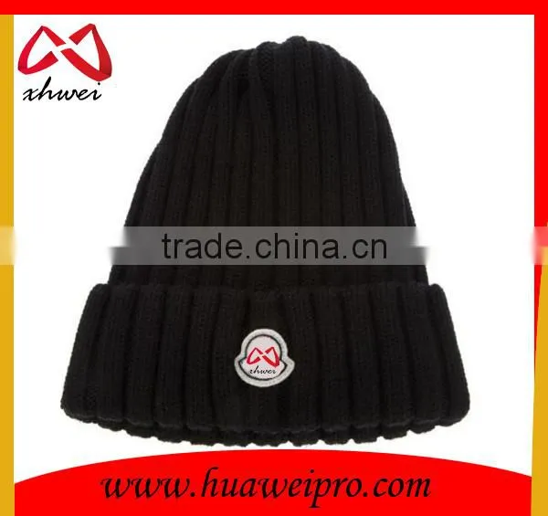 Custom Logo and Branded long knitted beanie hat cotton and acrylic plain beanie cap wholesale