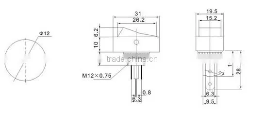 ASW-20D-2 TOP Quality lighted rocker switch new style automotive Switch SPST 3P switch(FBELE)