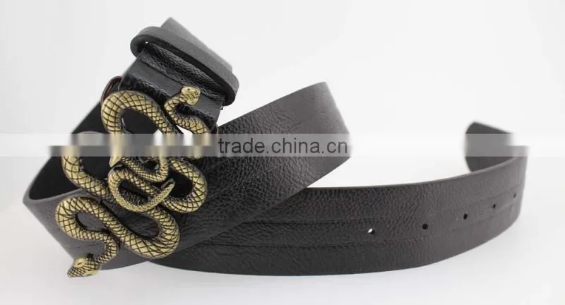 2015 Vintage Style pu casual belt for women with Snake shape buckles in yiwu