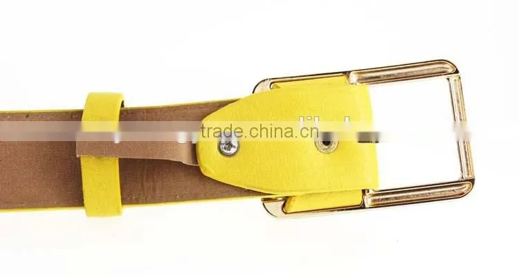 Women's fashion Yellow PU leather belts for jeans with Alloy Buckles in YiWu Factory