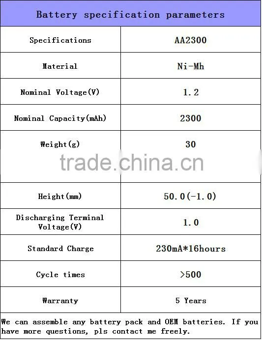 AA 2300mAh 1.2 V Quanlity Rechargeable Battery NI-MH 1.2V Rechargeable 2A Battery Baterias Bateria