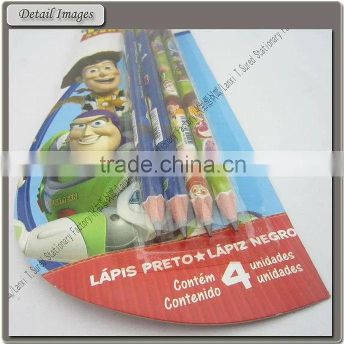 4 pcs Promotional Natural Wood HB Pencil With Eraser
