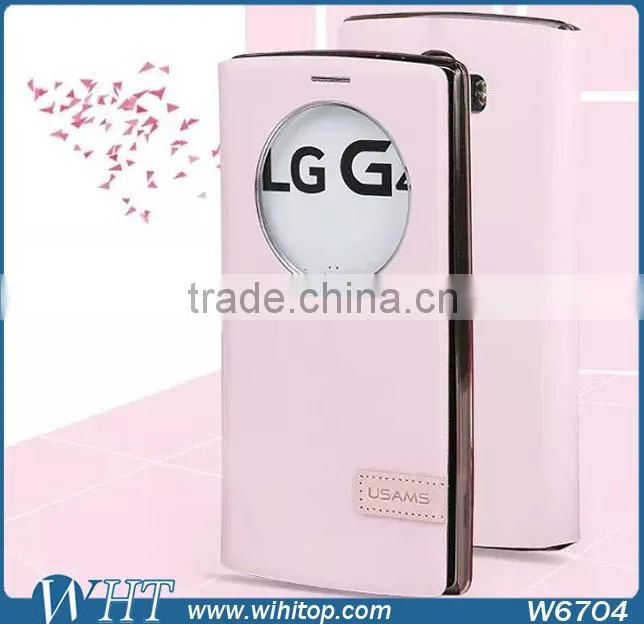 2015 Mobile Phone Case, Leather Flip Stand View Case Cover for LG G4