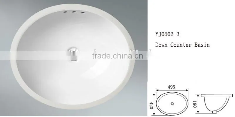 Popular wc bathroom basin, under counter basin/ under counter mounting