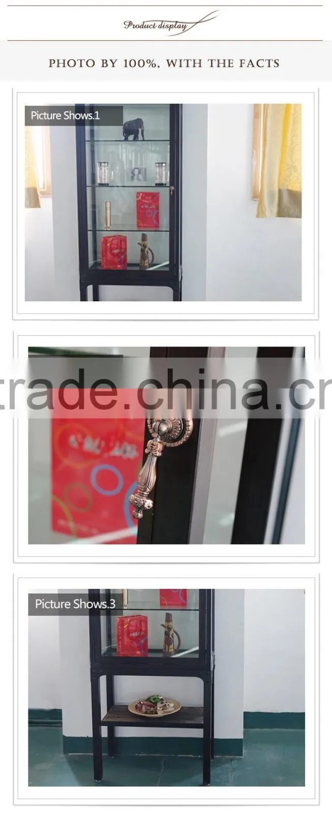 Chian Cheap Wholesale Antique Wine Glass Display Showcases