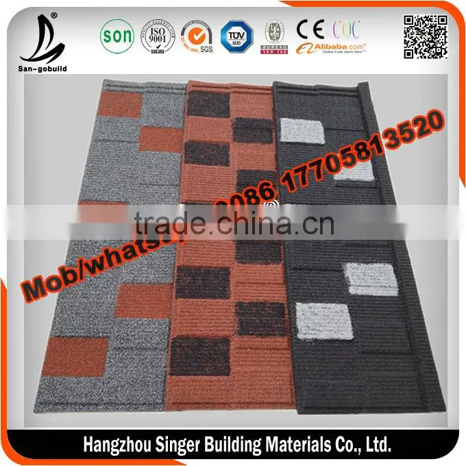 0.4mm/0.45mm/0.5mm Stone Coated Metal Roofing Tile With Sangobuild Brand Roofing Material
