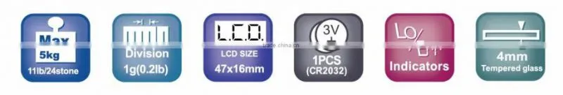 Kitchen Scale with Tempered Glass Platform MAX 5KG