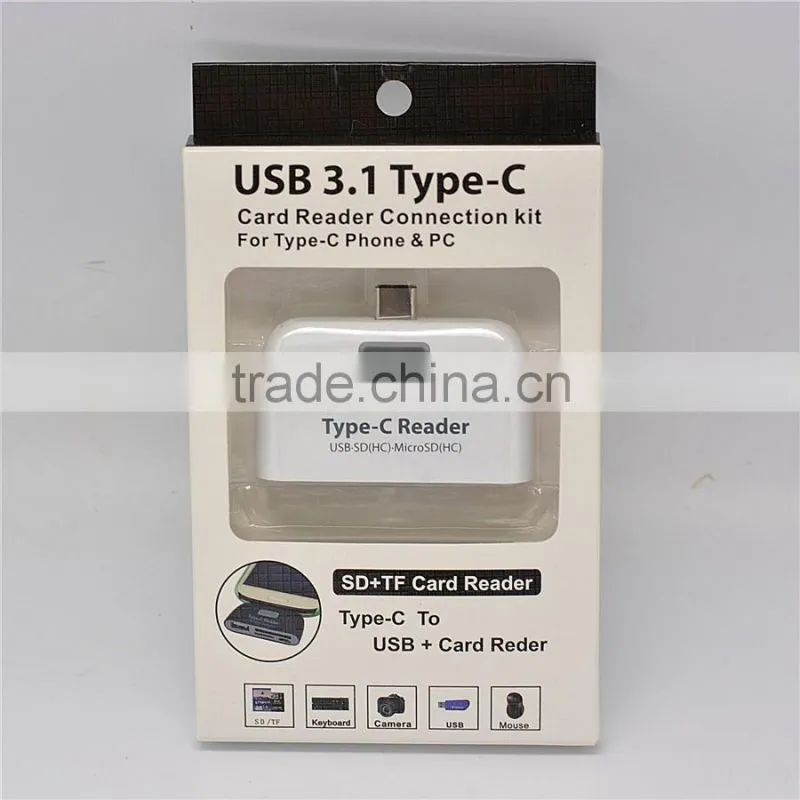 USB 3.1 Type C OTG USB TF SD MMC Micro USB Charging Card Reader COMBO HUB Adapter Support Phone and PC