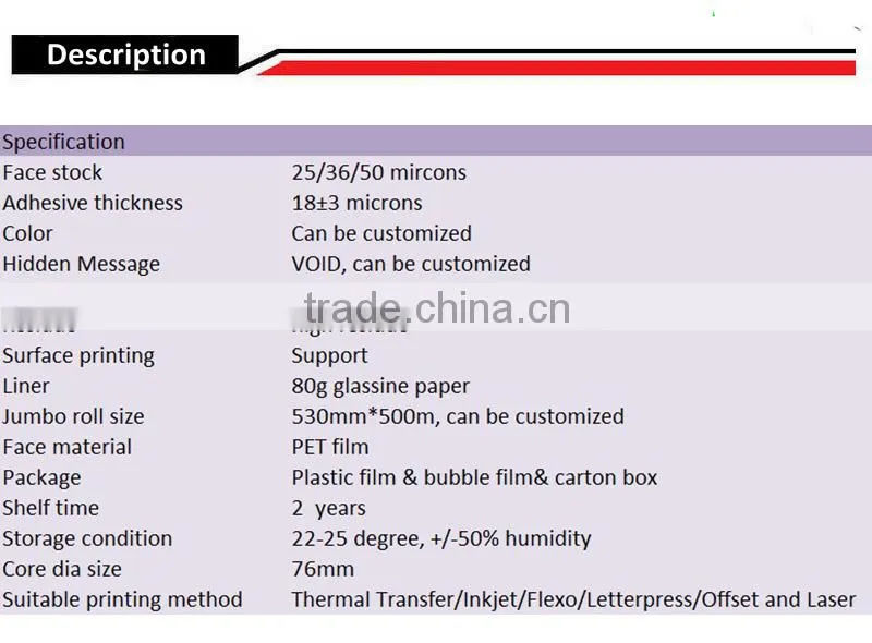 Cheapest tamper evident VOID printing paper sheets