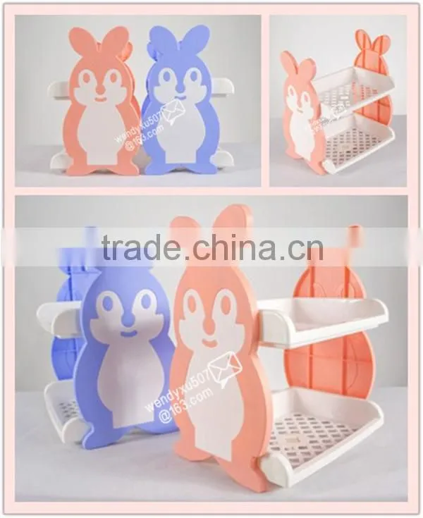 2-layers plastic storage rack/2-layers detachable shelf/double layers combined shelf/Cartoon shelves/Rabbit shaped shelves