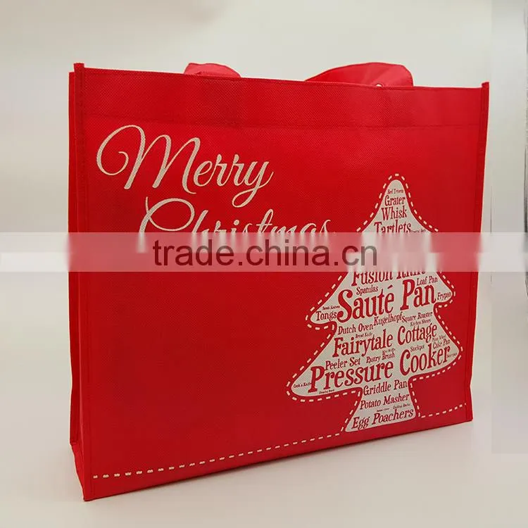 merry chrismas red non woven bag