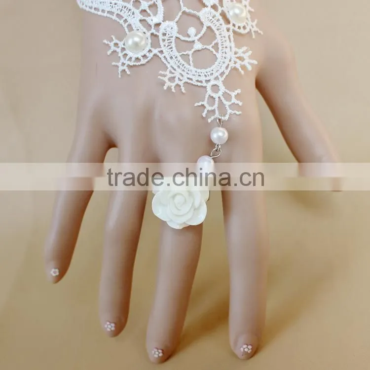 white pearl slave bride braclet, pearl lace bracelet