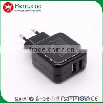 interchangeable quick dual port usb charger 2a 5v 220v power adapter with PSE/KC/SAA/UL/FCC/CE