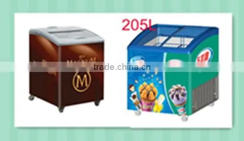 Top sliding glass door ,double door chest ice cream freezer.