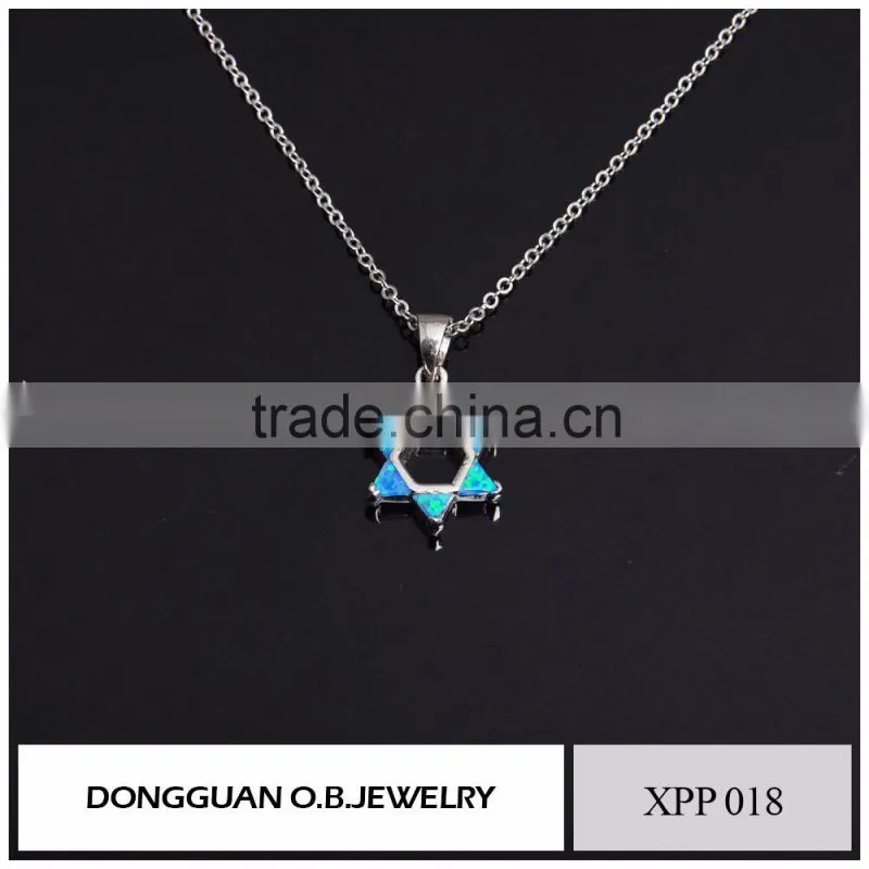 Fashion wholesale jewelry latest pendant necklace with synthetic opal stone