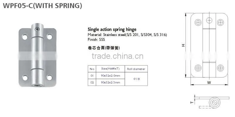 stainless steel single action with spring door hinge