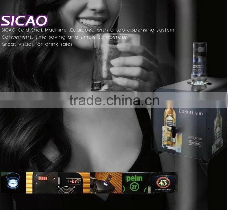 Chilled Alcoholic Drink Dispenser Pub Commecial Mini Freezer Bottle Display Shot Machine