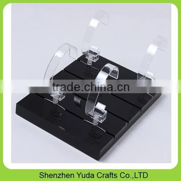 Glossy black painted wooden wrist watches display, MDF watch stand holder