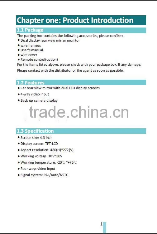 Car Multiple Display Mirror Monitor Dual 4.3 Inches LCD Screen Rearview Car Mirror with Camera