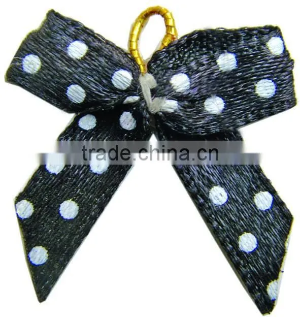 White elastic satin bows for accessories