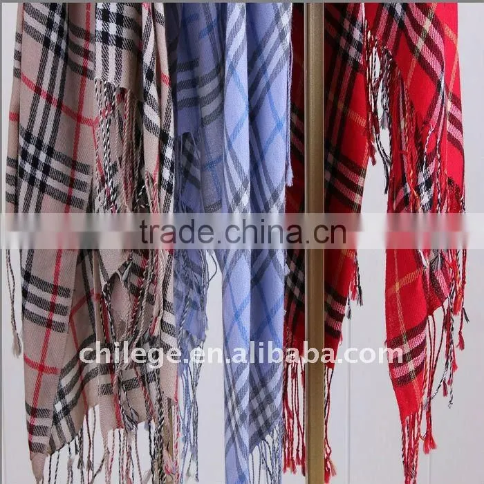 fashion women wool checked scarf fleece set winter warmer shawls scarves export ladies checked scarf poncho stoles schal cap