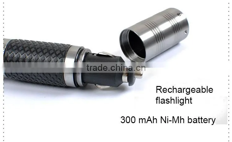Hot 1watt Car Charging best rechargeable led flashlight with compass and rechargeable battery