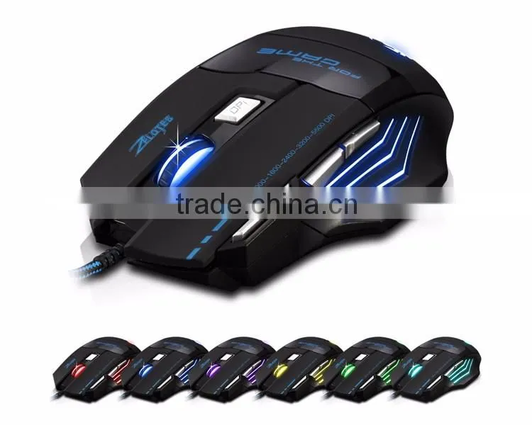 Zelotes 5500 DPI 7 Button LED Optical USB Wired Gaming Mouse for Pro Gamer