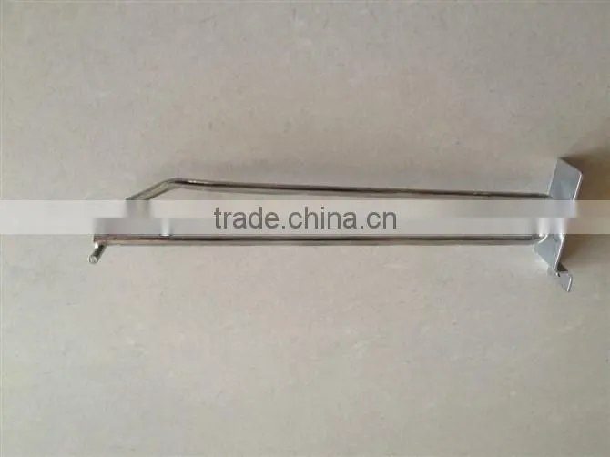 Double Prong Slat Wall Hook with Overhead Arm for Price Ticket