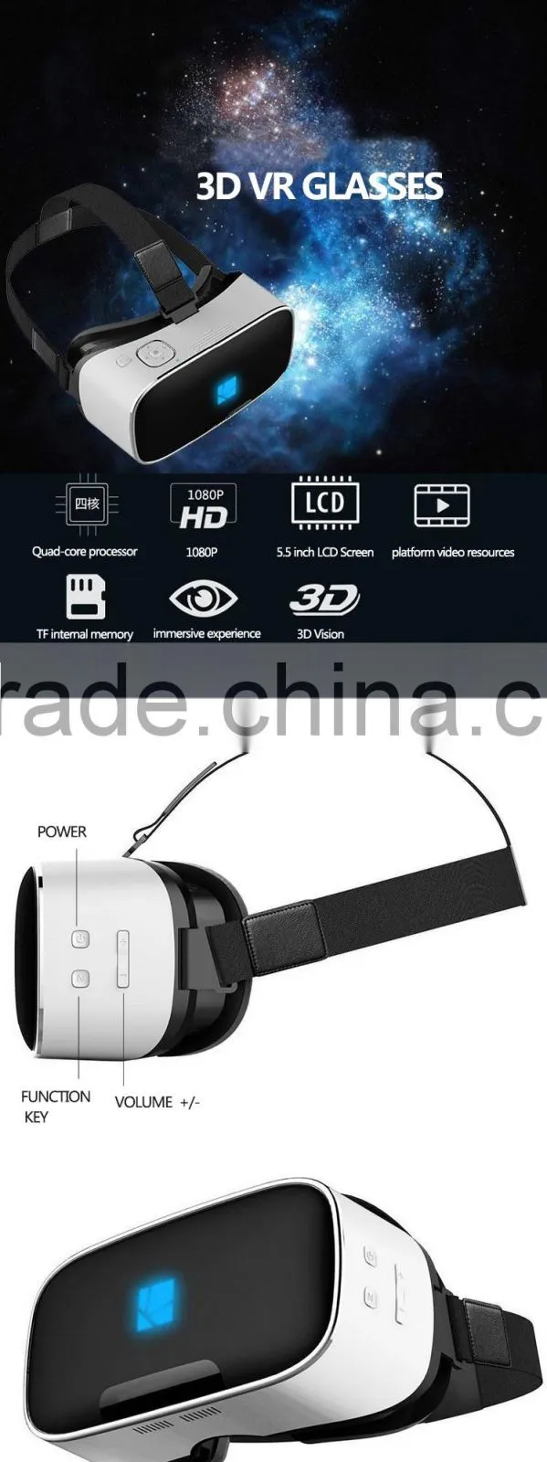 wholesale vr controller box 3d glasses or vr headset 2.0 all in one