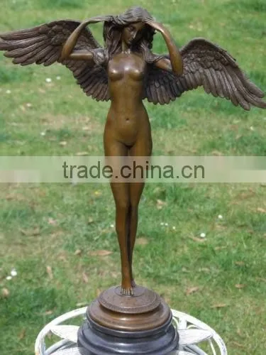 Large bronze angel sculpture. bronze cupid and psyche