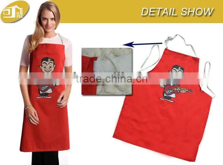 Cotton silk screen Printed Red cartoon Apron