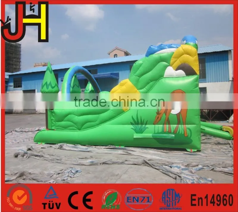 Green forest jungle jumper inflatable bouncer slide, forest water slide