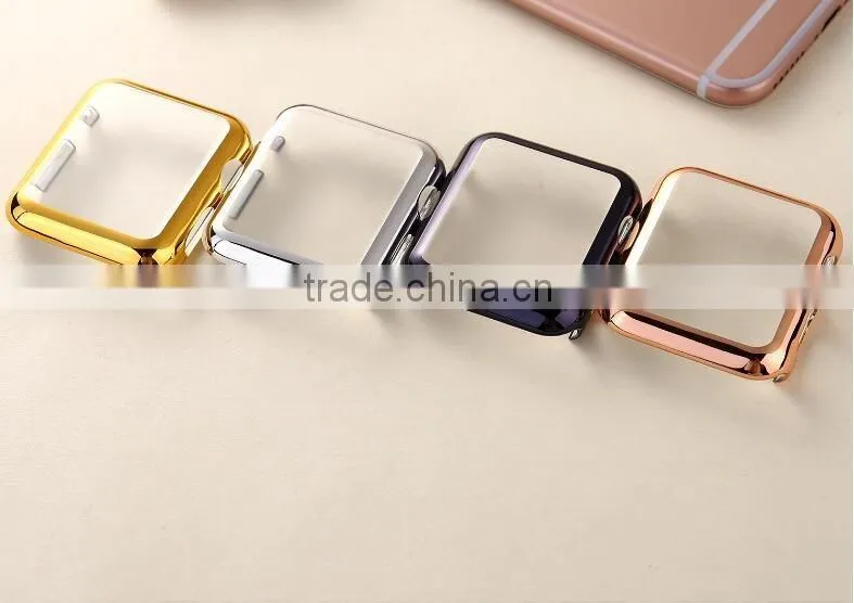 Electroplate Hard PC Case Cover With Protective Film For Apple Watch i Watch 38mm 42mm Shell Shockproof Frame Cover Shell