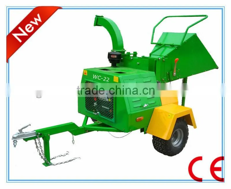 Trailer Towable diesel Wood Chipper, Hydraulic Feeding CE Approved
