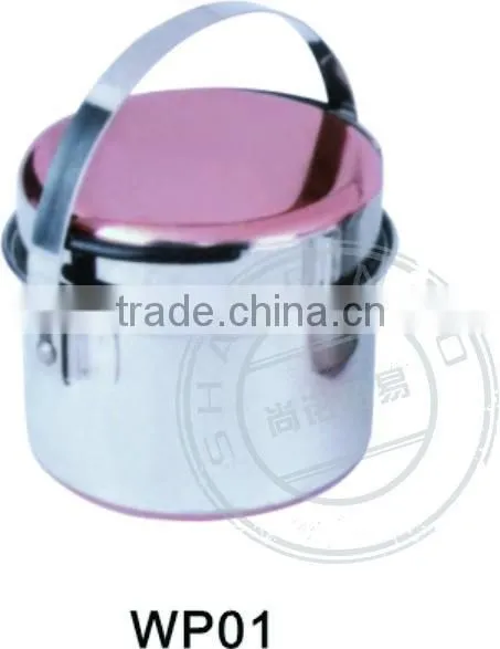 round stainless steel camping Lunch box with fry pan