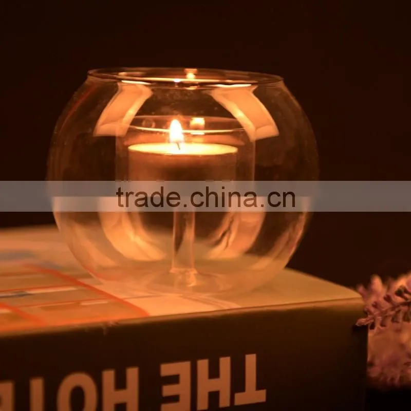 fish tank candle holder,glass candlestick home decoration,elegant noble candlestick