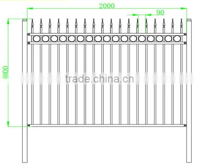 Hot galvanized powder coated black security tubular steel picket fence panels hebei factory