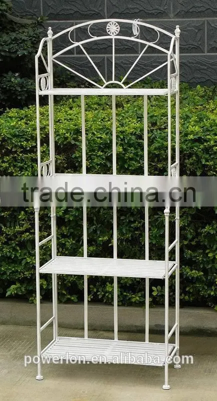 4-tiers Metal Planter Shelf Durable Antique White
